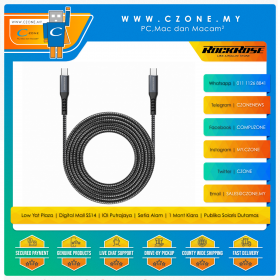 Rockrose Powerline CC2 USB-C to USB-C Cable (2M, Black)