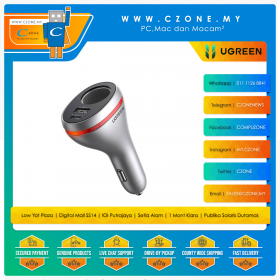 UGREEN - CD204 84W Max DUal USB Car Charger - 1 USB-C, 1 USB-C, 1 Extension Socket