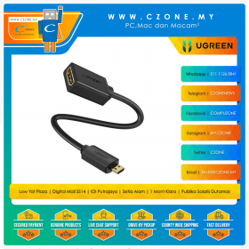 UGREEN 20134 Micro HDMI (M) to HDMI (F) Adapter Cable (22CM, Black)