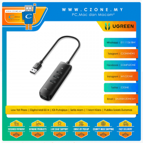 UGREEN CM416 USB 3.0 to 4-Ports Hub with USB-C Power Port (25CM, Black)