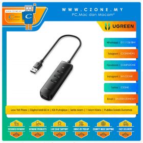 UGREEN CM416 USB 3.0 to 4-Ports Hub with USB-C Power Port (100CM, Black)