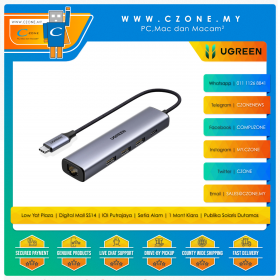 UGREEN CM475 USB-C to 3 Ports USB 3.0 Hub with RJ45 (PD, 100 Watts)