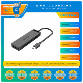 Vention TGKBD USB-C to 4 Port USB 3.0 Hub (0.5M, Black)
