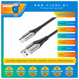 Vention USB-A to USB-C Cable Gray Aluminium Alloy
