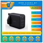 Aukey - Omnia II Duo 45W 2-Port Wall Charger with GaN Power Tech - 2 USB-C - Black