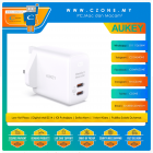 Aukey - Omnia II Duo 45W 2-Port Wall Charger with GaN Power Tech - 2 USB-C - White
