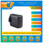 Aukey - Omnia II Mix 65W 3-Port Wall Charger - 2 USB-C, 1 USB-A - Black