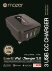 Mazer EnerG Wall Charger 3 Port USB + Qc 3.0 (Black)